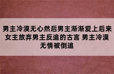 男主冷漠无心然后男主渐渐爱上后来女主放弃男主反追的古言 男主冷漠无情被倒追